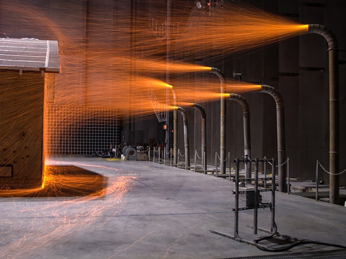 Inside its test chamber, IBHS reproduces the effects of a wildfire ember storm