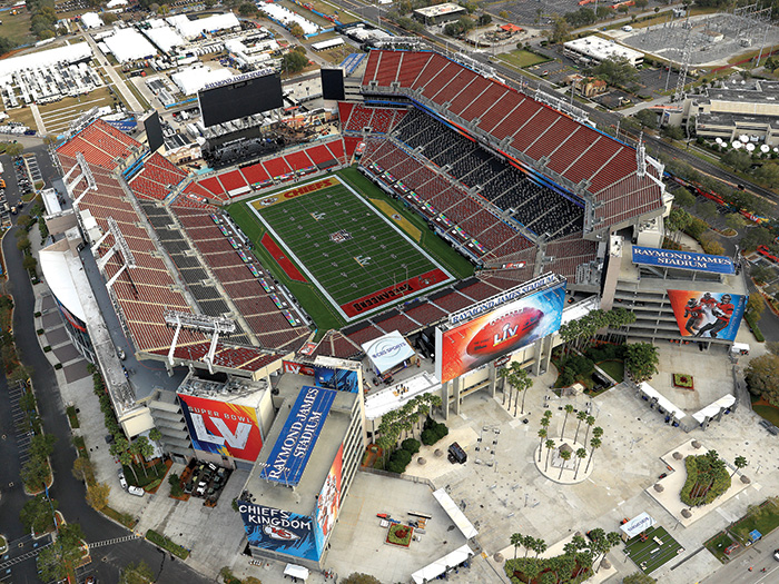 Aerial photo of a football stadium