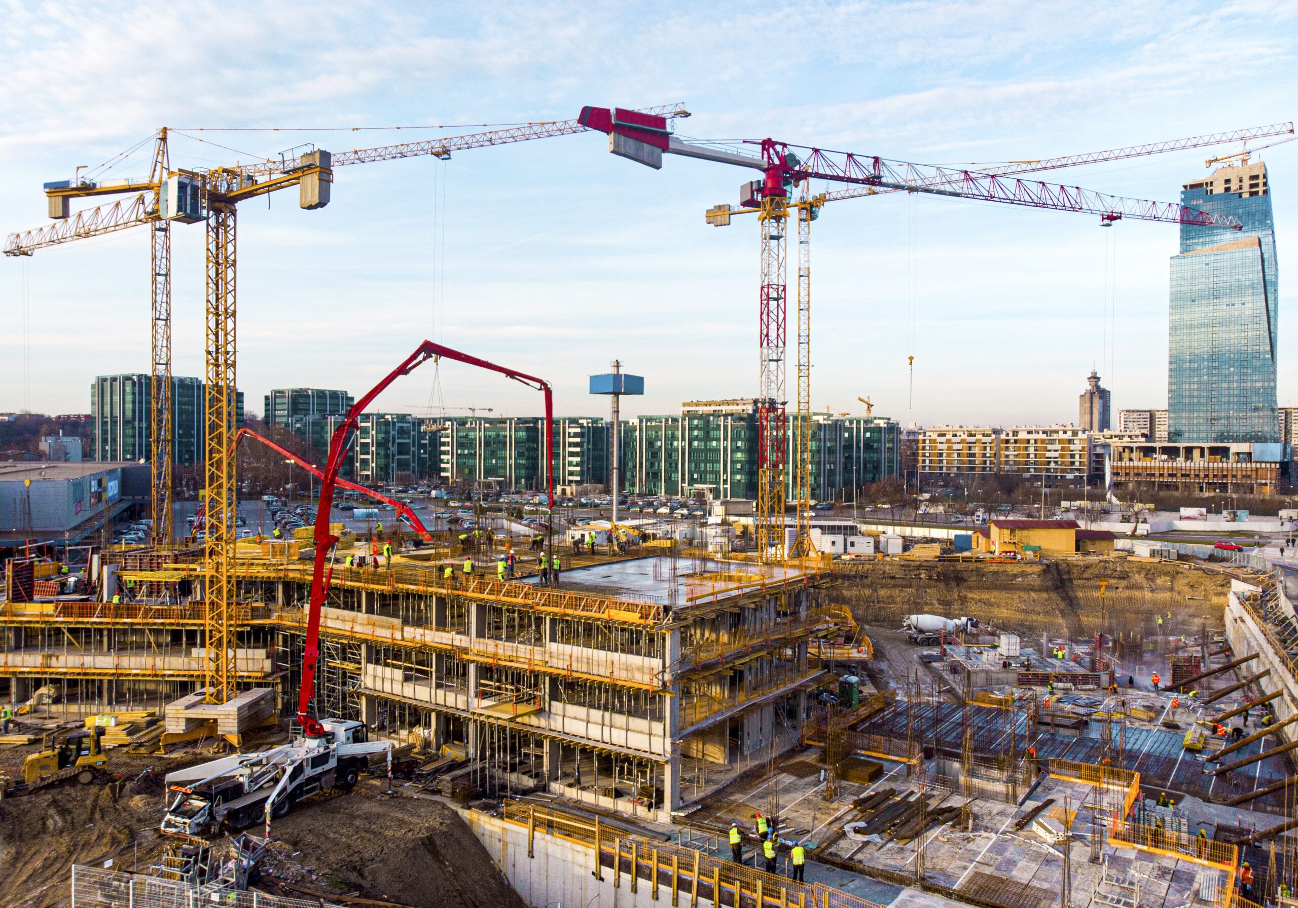 high angled view of large construction site