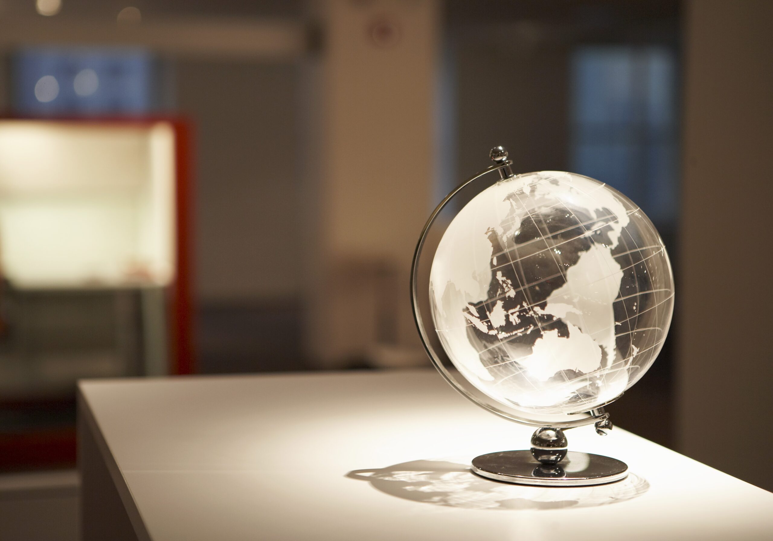 crystal globe on a desk