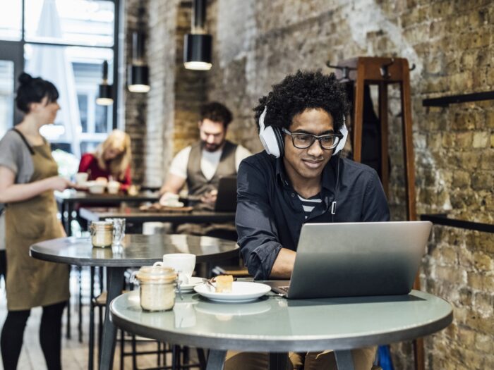 working from coffee shop