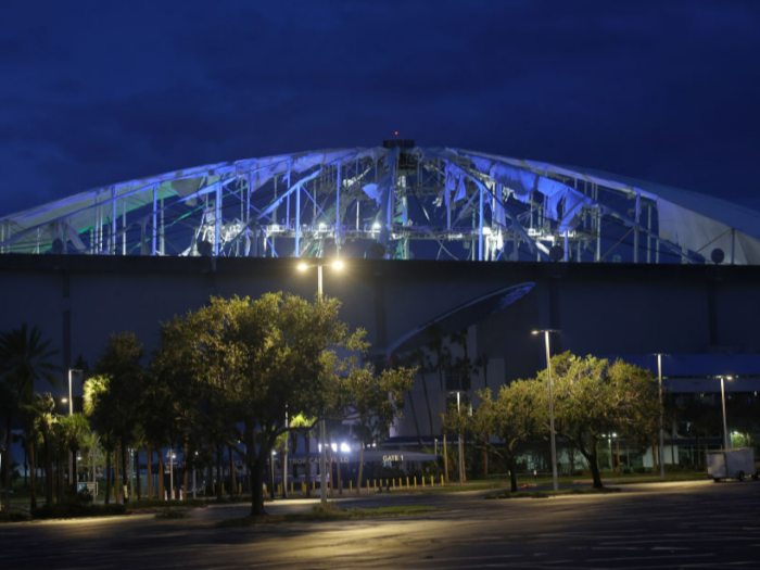Damage to Tropicana Field from Hurricane Milton