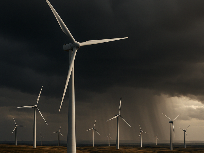 wind farm during storm