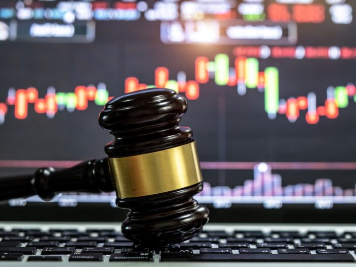 Laptop and gavel,stock market