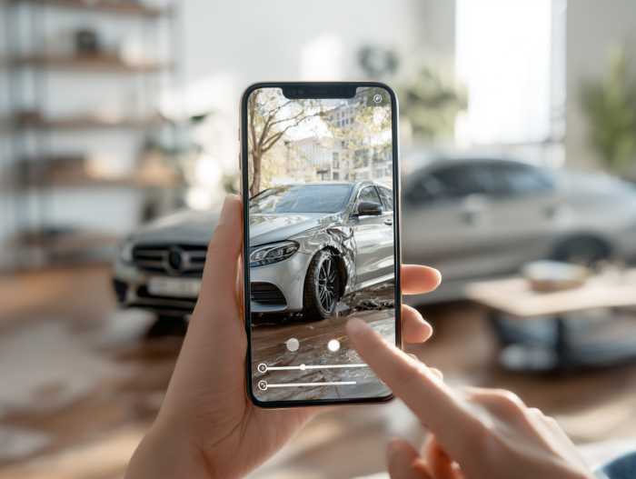 photo of a car damage claim concept