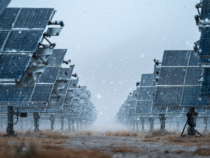 solar panels in hailstorm concept