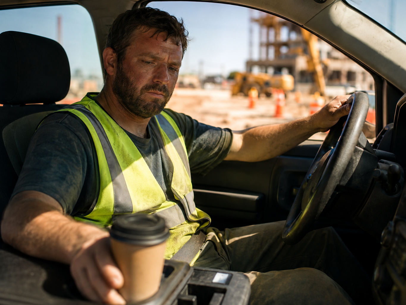 distracted construction driver concept