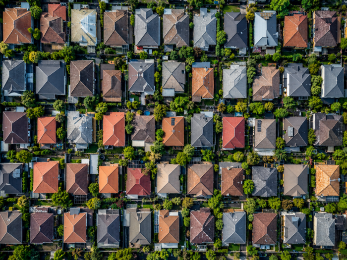 drone view of roofs concept