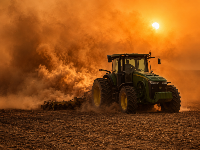 tractor in severe drought concept