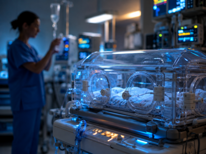 Neonatal intensive care unit at night