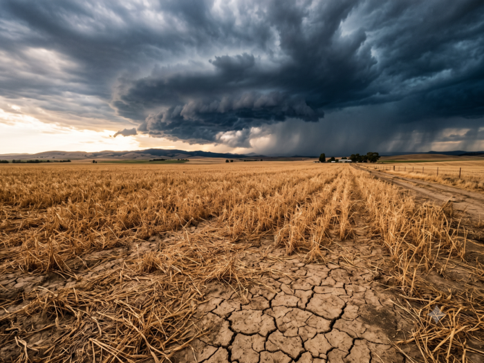 heat, drought and storm concept