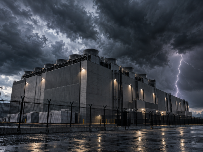 data center stormy weather concept