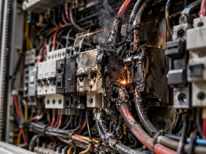 burned electrical panel concept